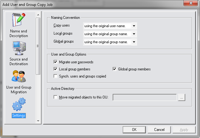 CopyRight2 User und Group Migrationsjob Filter CopyRight2 User und Group Migrationsjob Filter